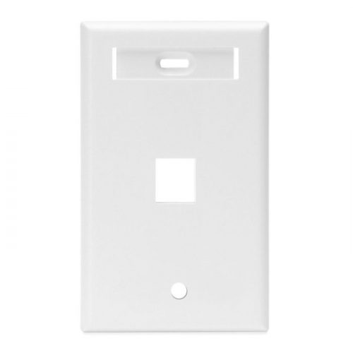 Placas Leviton QUICKPORT con ventanas ID para 1-12 puertos, single/dual gang.