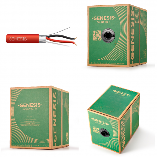 305 metros de cable, 18 AWG, 2 conductores, tipo FPLR con Blindaje, de color rojo.