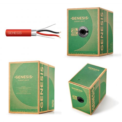 305 metros de cable, 16 AWG, 2 conductores, tipo FPLR con blindaje, de color rojo.