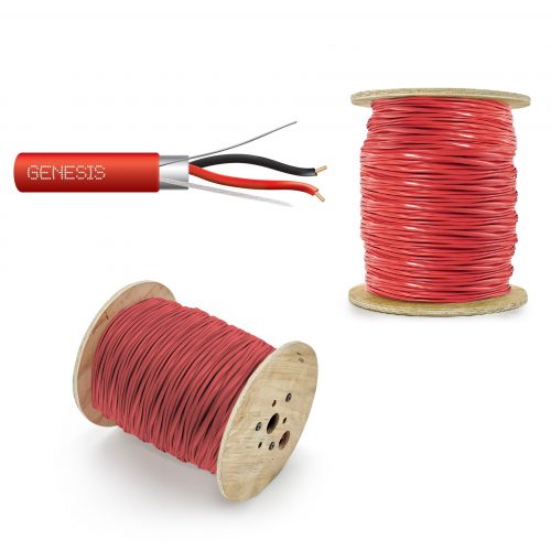 305 metros de cable, 14 AWG, 2 conductores, tipo FPLR con Blindaje, de color rojo.