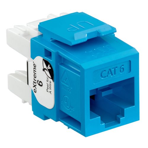 Jack Cat 6 Leviton PoE 100W terminación trasera, incluye Jack RJ-45 color azul.