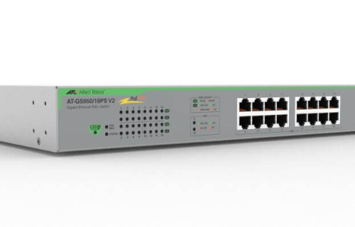 Switch Allied Telesis AT-GS950/18PS V2 | 16 Puertos Gigabit PoE+ y 2 SFP