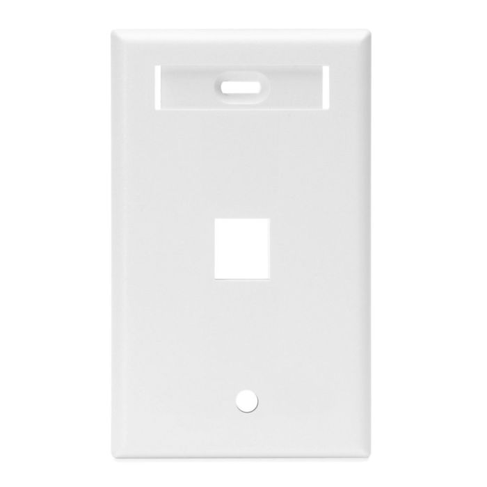 Placas Leviton QUICKPORT con ventanas ID para 1-12 puertos, single/dual gang.