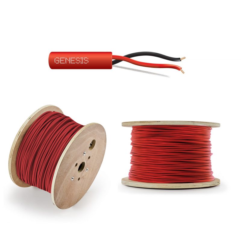 305 metros de cable, 14 AWG, 2 conductores, tipo FPLR sin blindar, de color rojo