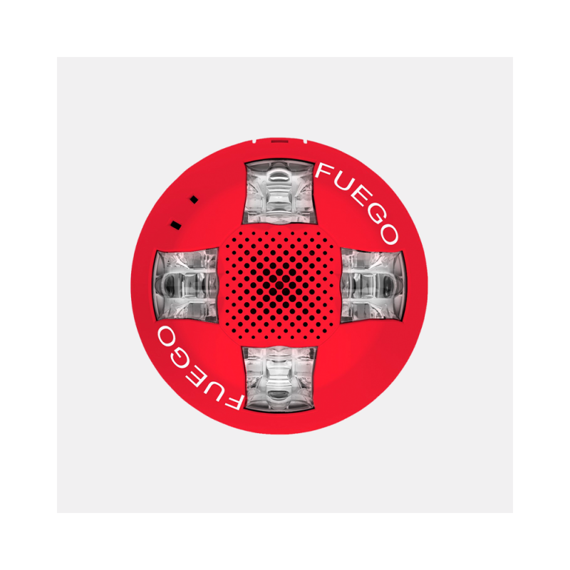 Sirena estrobo de techo, 15-115 cd, rojo, marca FUEGO. Requiere placa GRSW-1, se vende por separado