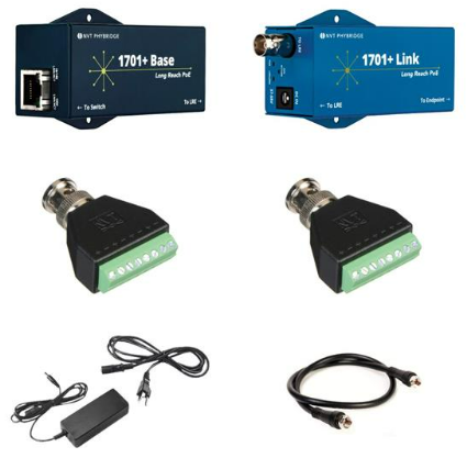 NVT Phybridge 1701+ Kit | Extensor Ethernet y PoE+ hasta 2,4 km sobre Coaxial/UTP