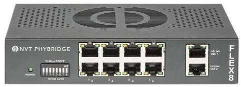 NVT Phybridge FLEX8 | Switch PoE++ de Largo Alcance sobre UTP
