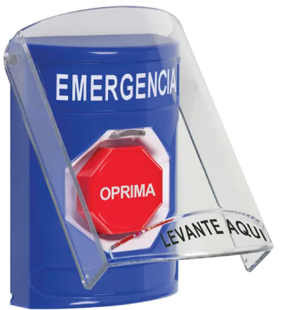 STI SS2422EM-ES | Botón de Emergencia con Enclavamiento y Carcasa Azul