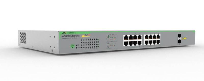 Switch Allied Telesis AT-GS950/18PS V2 | 16 Puertos Gigabit PoE+ y 2 SFP