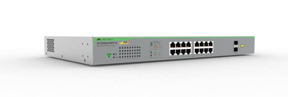 Switch Allied Telesis AT-GS950/18PS V2 | 16 Puertos Gigabit PoE+ y 2 SFP