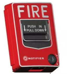 Estación manual direccionable Notifier NBG-12LX con lazo SLC FlashScan y restablecimiento por llave.