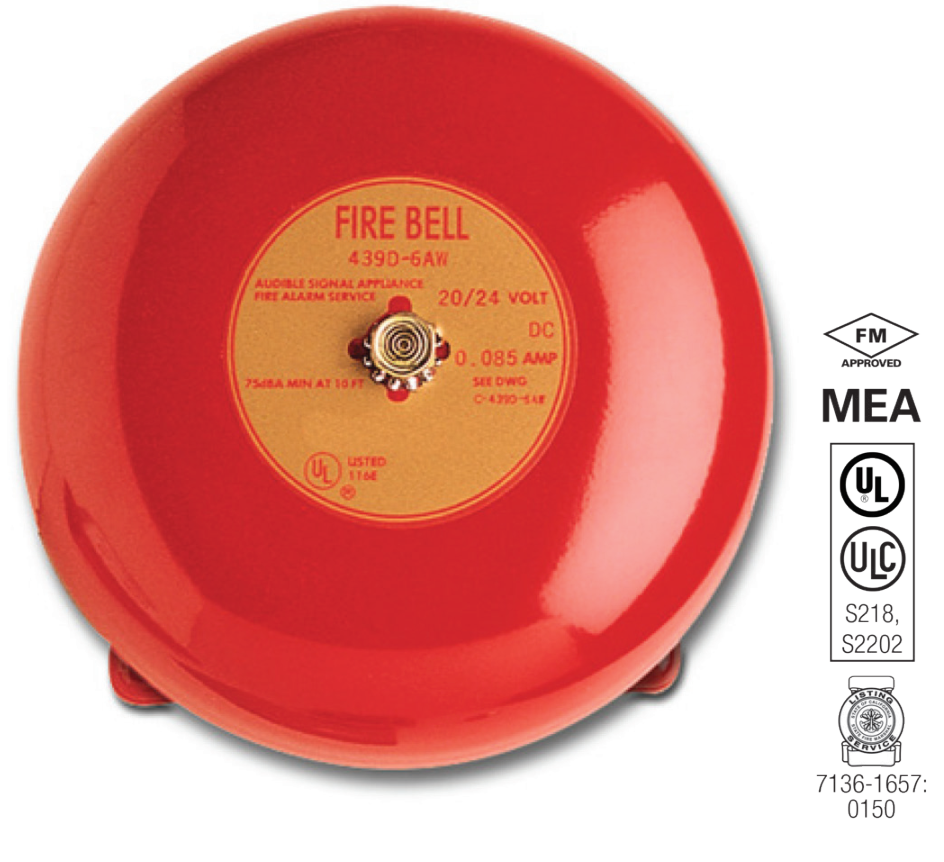 Edwards 439D-6AW-R | Campana de Alarma de Incendio Vibratoria de 6 Pulgadas Edwards 439D-6AW-R | Campana de Alarma de Incendio Vibratoria de 6 Pulgadas - Imagen 1