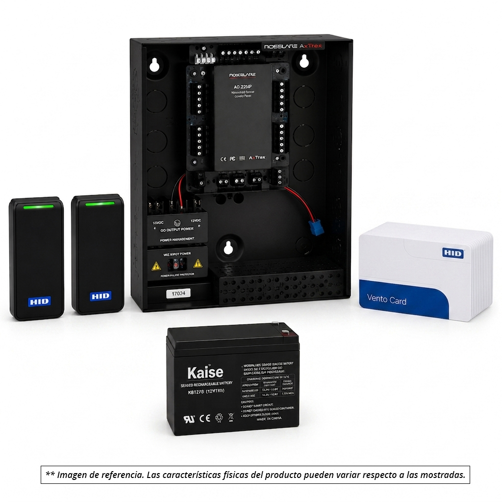 Kit de control de accesos para 1 puerta, incluye: 1 controladora (capacidad de 2 lectores, incluye fuente y batería), 2 lectores, incluye 20 credenciales físicas y 20 credenciales móviles Kit de control de accesos para 1 puerta, incluye: 1 controladora (capacidad de 2 lectores, incluye fuente y batería), 2 lectores, incluye 20 credenciales físicas y 20 credenciales móviles - Imagen 1
